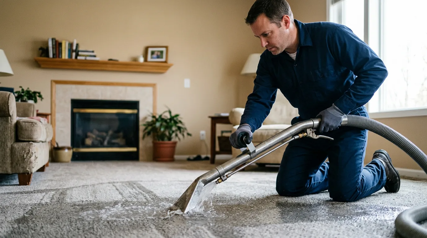 Water damage restoration technician working near Oakwood, GA